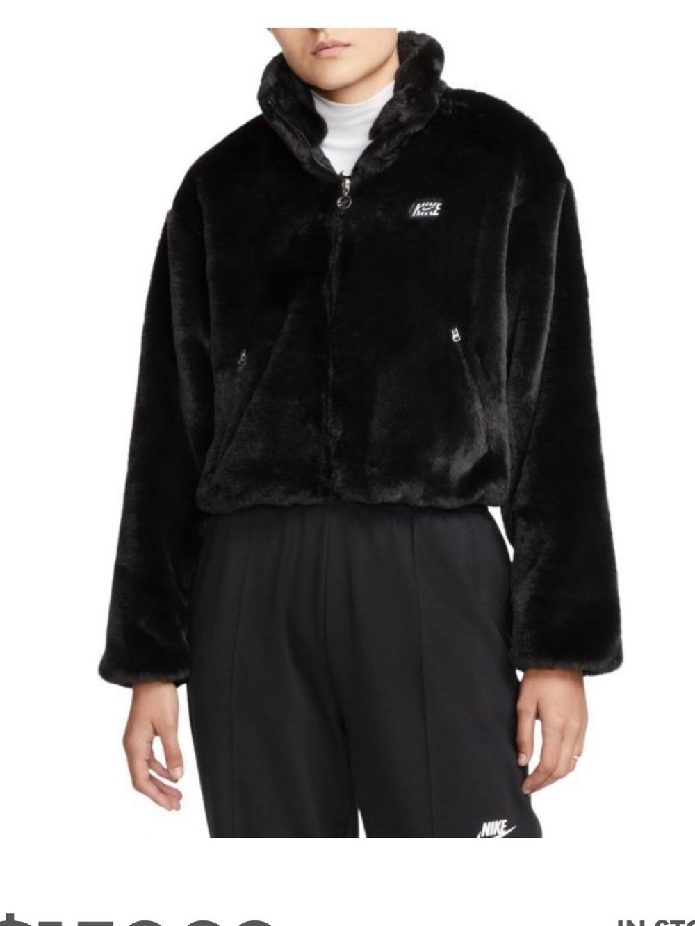 Nike Black Plush Zip-Up Teddy Jacket